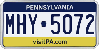 PA license plate MHY5072
