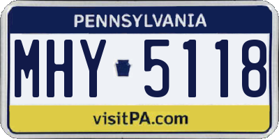 PA license plate MHY5118