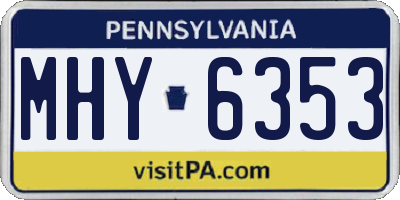 PA license plate MHY6353