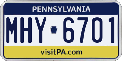 PA license plate MHY6701