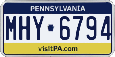 PA license plate MHY6794