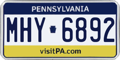 PA license plate MHY6892