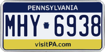 PA license plate MHY6938