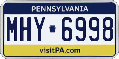 PA license plate MHY6998
