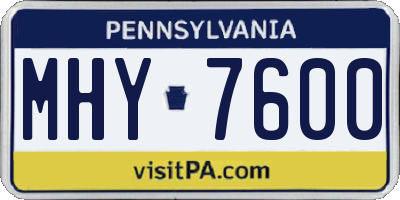 PA license plate MHY7600