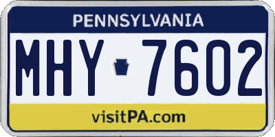 PA license plate MHY7602