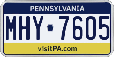 PA license plate MHY7605