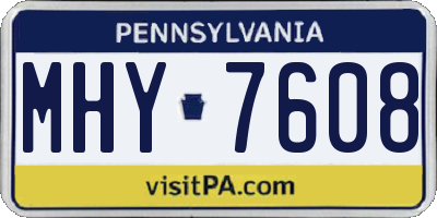 PA license plate MHY7608
