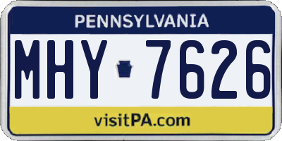 PA license plate MHY7626