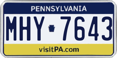 PA license plate MHY7643