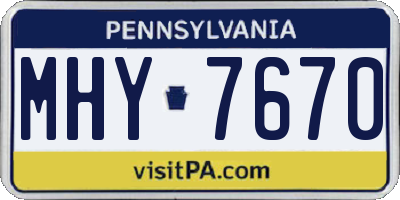 PA license plate MHY7670