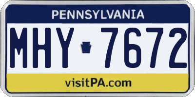 PA license plate MHY7672