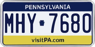 PA license plate MHY7680