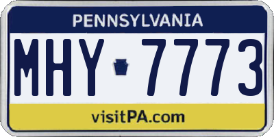 PA license plate MHY7773