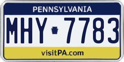 PA license plate MHY7783
