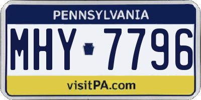 PA license plate MHY7796