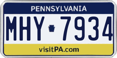 PA license plate MHY7934