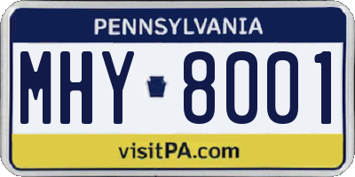 PA license plate MHY8001