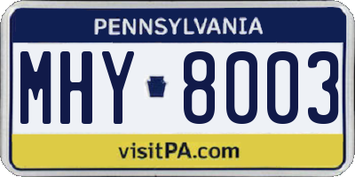 PA license plate MHY8003