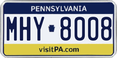 PA license plate MHY8008