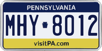 PA license plate MHY8012