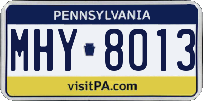 PA license plate MHY8013