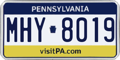 PA license plate MHY8019