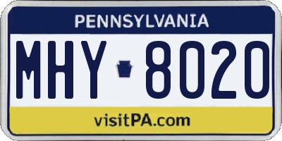 PA license plate MHY8020