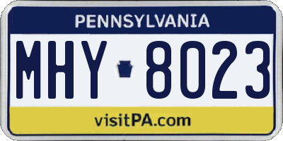 PA license plate MHY8023