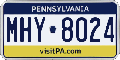 PA license plate MHY8024