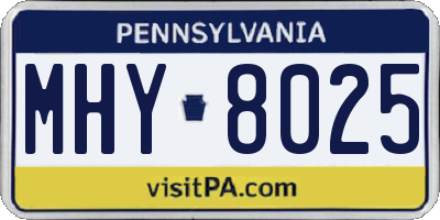 PA license plate MHY8025