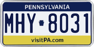 PA license plate MHY8031