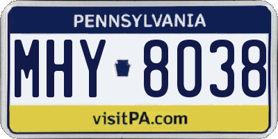 PA license plate MHY8038