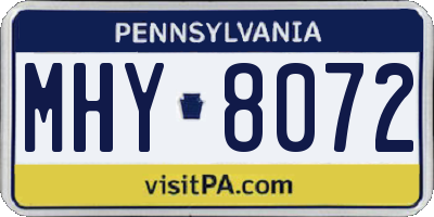 PA license plate MHY8072