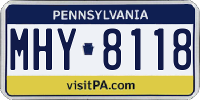 PA license plate MHY8118