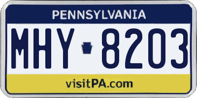 PA license plate MHY8203