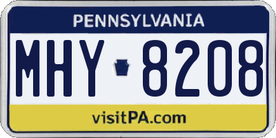 PA license plate MHY8208