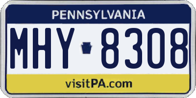 PA license plate MHY8308