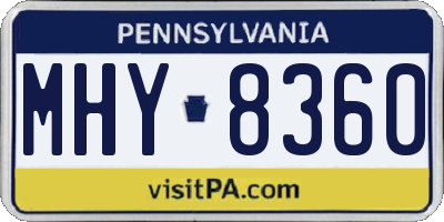 PA license plate MHY8360
