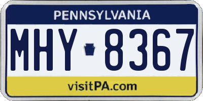 PA license plate MHY8367
