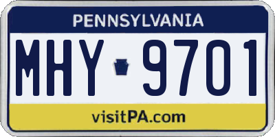 PA license plate MHY9701
