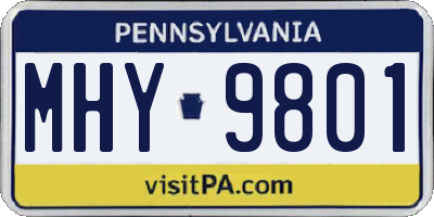 PA license plate MHY9801