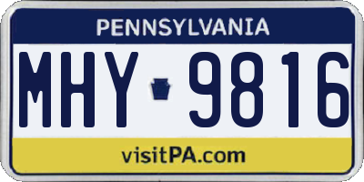 PA license plate MHY9816