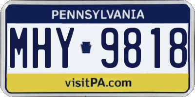 PA license plate MHY9818