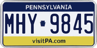 PA license plate MHY9845