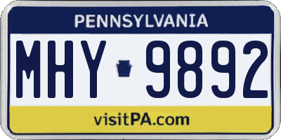 PA license plate MHY9892