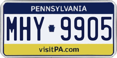 PA license plate MHY9905