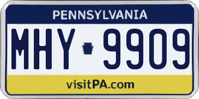 PA license plate MHY9909