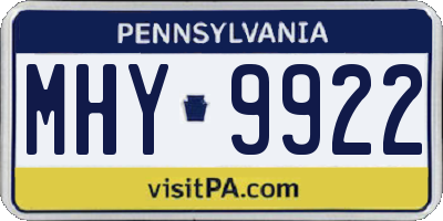 PA license plate MHY9922