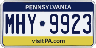PA license plate MHY9923